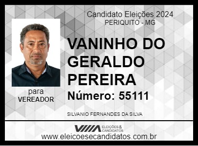 Candidato VANINHO DO GERALDO PEREIRA 2024 - PERIQUITO - Eleições