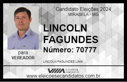 Candidato LINCOLN FAGUNDES 2024 - MIRABELA - Eleições