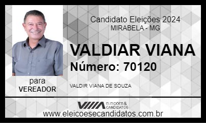 Candidato VALDIR VIANA 2024 - MIRABELA - Eleições