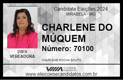 Candidato CHARLENE DO MÚQUEM 2024 - MIRABELA - Eleições