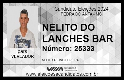 Candidato NELITO DO LANCHES BAR 2024 - PEDRA DO ANTA - Eleições