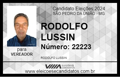 Candidato RODOLFO LUSSIN 2024 - SÃO PEDRO DA UNIÃO - Eleições