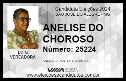 Candidato ANELISE DO CHOROSO 2024 - SÃO JOSÉ DO ALEGRE - Eleições