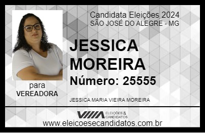 Candidato JESSICA MOREIRA 2024 - SÃO JOSÉ DO ALEGRE - Eleições