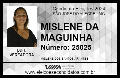 Candidato MISLENE DA MAGUINHA 2024 - SÃO JOSÉ DO ALEGRE - Eleições