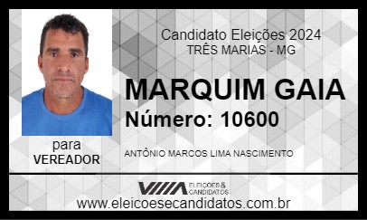 Candidato MARQUIM GAIA 2024 - TRÊS MARIAS - Eleições