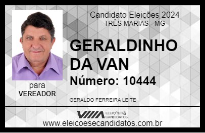 Candidato GERALDINHO DA VAN 2024 - TRÊS MARIAS - Eleições