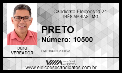 Candidato PRETO 2024 - TRÊS MARIAS - Eleições