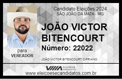 Candidato JOÃO VICTOR BITENCOURT 2024 - SÃO JOÃO DA MATA - Eleições