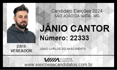 Candidato JÂNIO CANTOR 2024 - SÃO JOÃO DA MATA - Eleições