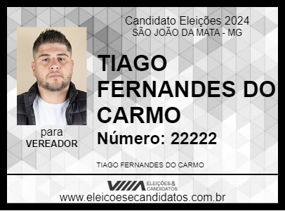 Candidato TIAGO FERNANDES DO CARMO 2024 - SÃO JOÃO DA MATA - Eleições