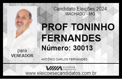 Candidato PROF TONINHO FERNANDES 2024 - MACHADO - Eleições