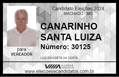 Candidato CANARINHO SANTA LUIZA 2024 - MACHADO - Eleições