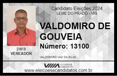 Candidato VALDOMIRO DE GOUVEIA 2024 - LEME DO PRADO - Eleições