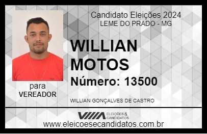 Candidato WILLIAN MOTOS 2024 - LEME DO PRADO - Eleições