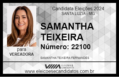 Candidato SAMANTHA TEIXEIRA 2024 - SANTA LUZIA - Eleições