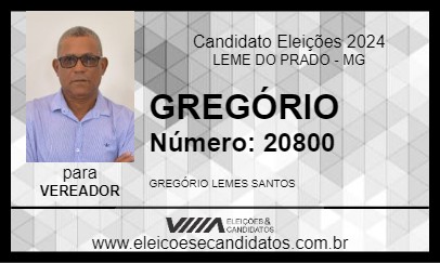 Candidato GREGÓRIO 2024 - LEME DO PRADO - Eleições