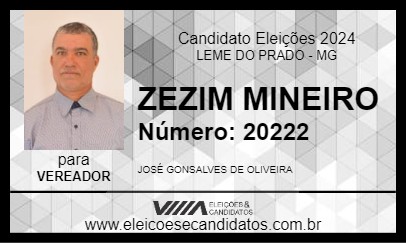 Candidato ZEZIM MINEIRO 2024 - LEME DO PRADO - Eleições