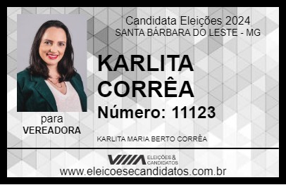 Candidato KARLITA CORRÊA 2024 - SANTA BÁRBARA DO LESTE - Eleições