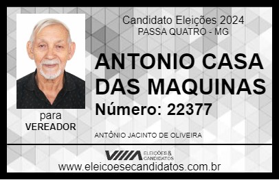 Candidato ANTONIO CASA DAS MAQUINAS 2024 - PASSA QUATRO - Eleições