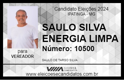 Candidato SAULO SILVA ENERGIA LIMPA 2024 - IPATINGA - Eleições