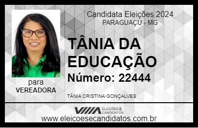 Candidato TÂNIA DA EDUCAÇÃO 2024 - PARAGUAÇU - Eleições