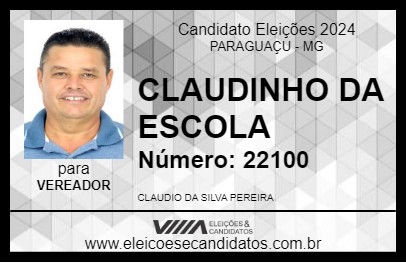 Candidato CLAUDINHO DA ESCOLA 2024 - PARAGUAÇU - Eleições