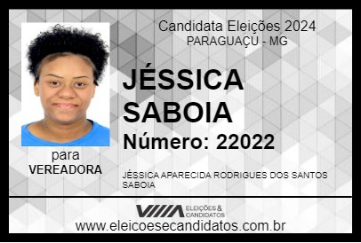 Candidato JÉSSICA SABOIA 2024 - PARAGUAÇU - Eleições