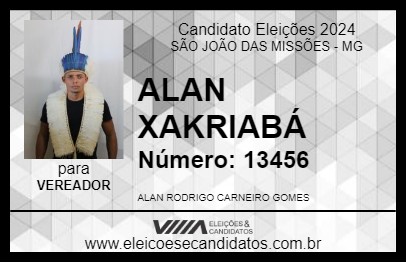 Candidato ALAN XAKRIABÁ 2024 - SÃO JOÃO DAS MISSÕES - Eleições