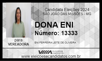 Candidato DONA ENI 2024 - SÃO JOÃO DAS MISSÕES - Eleições