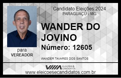 Candidato WANDER DO JOVINO 2024 - PARAGUAÇU - Eleições