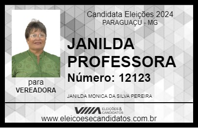 Candidato JANILDA PROFESSORA 2024 - PARAGUAÇU - Eleições