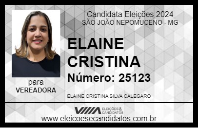 Candidato ELAINE CRISTINA 2024 - SÃO JOÃO NEPOMUCENO - Eleições