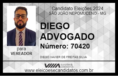 Candidato DIEGO ADVOGADO 2024 - SÃO JOÃO NEPOMUCENO - Eleições