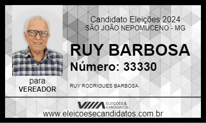 Candidato RUY BARBOSA 2024 - SÃO JOÃO NEPOMUCENO - Eleições