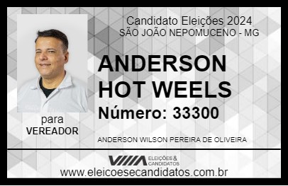 Candidato ANDERSON HOT WEELS 2024 - SÃO JOÃO NEPOMUCENO - Eleições