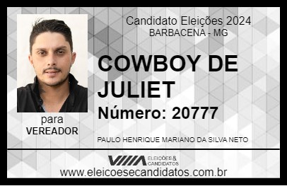 Candidato COWBOY DE JULIET 2024 - BARBACENA - Eleições