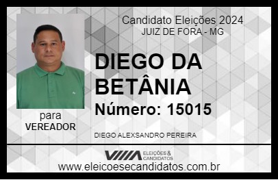 Candidato DIEGO DA BETÂNIA 2024 - JUIZ DE FORA - Eleições