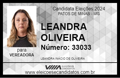 Candidato LEANDRA OLIVEIRA 2024 - PATOS DE MINAS - Eleições