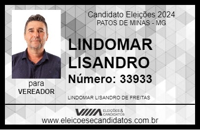 Candidato LINDOMAR LISANDRO 2024 - PATOS DE MINAS - Eleições