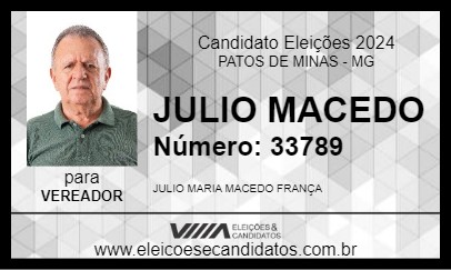 Candidato JULIO MACEDO 2024 - PATOS DE MINAS - Eleições