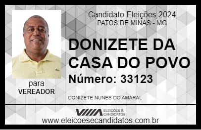 Candidato DONIZETE DA CASA DO POVO 2024 - PATOS DE MINAS - Eleições