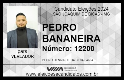 Candidato PEDRO BANANEIRA 2024 - SÃO JOAQUIM DE BICAS - Eleições