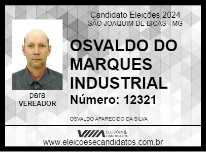 Candidato OSVALDO DO MARQUES INDUSTRIAL 2024 - SÃO JOAQUIM DE BICAS - Eleições