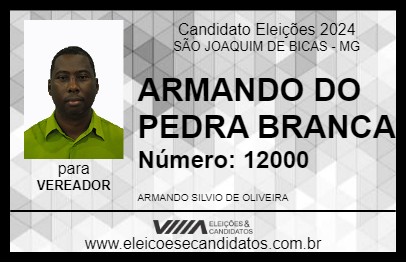 Candidato ARMANDO DO PEDRA BRANCA 2024 - SÃO JOAQUIM DE BICAS - Eleições