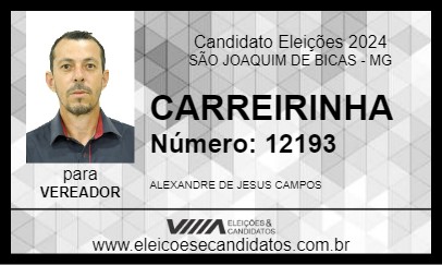 Candidato CARREIRINHA 2024 - SÃO JOAQUIM DE BICAS - Eleições