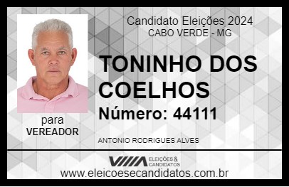 Candidato TONINHO DOS COELHOS 2024 - CABO VERDE - Eleições