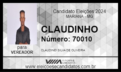 Candidato CLAUDINHO 2024 - MARIANA - Eleições