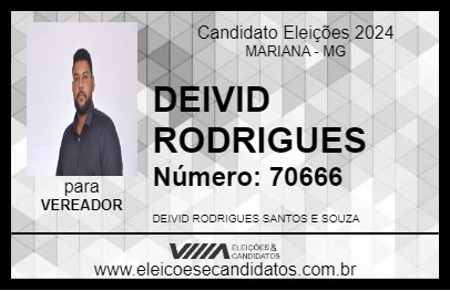 Candidato DEIVID RODRIGUES 2024 - MARIANA - Eleições