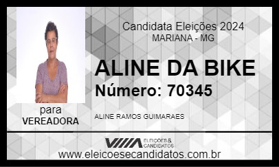 Candidato ALINE DA BIKE 2024 - MARIANA - Eleições